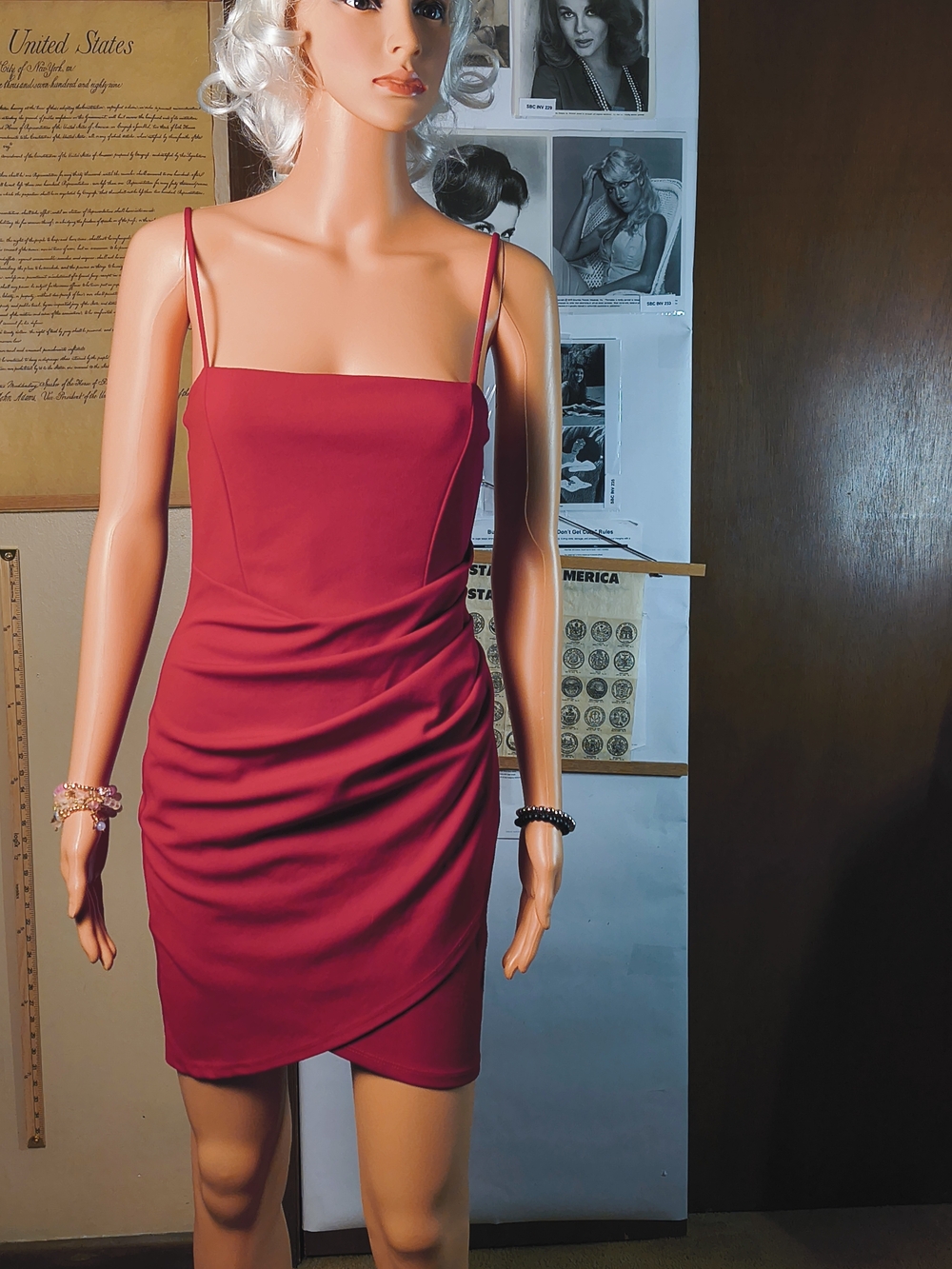 Windsor Red Asymmetrical Slip Mini Dress Y2K Party Women’s Size S Homecoming